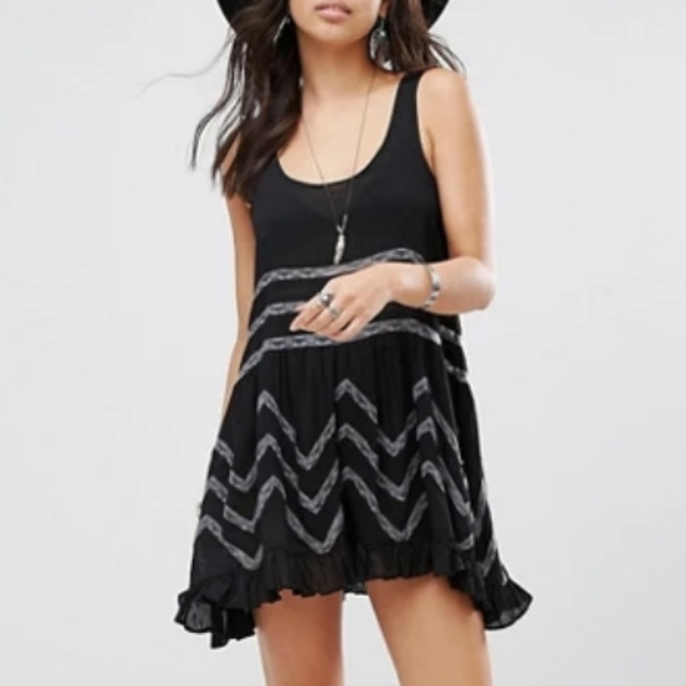 Intimately Free People Voile and Lace Boho Trapeze Dress Sz S